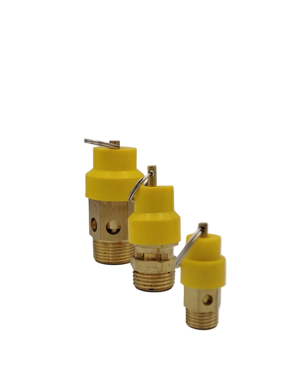 Válvula de seguridad y alivio argollada calibrada a 120 PSI para compresores, 1/4 a 3/4